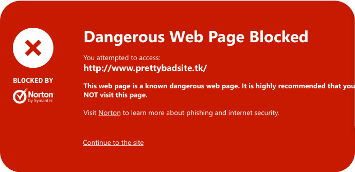 Imagem site perigoso bloqueado.